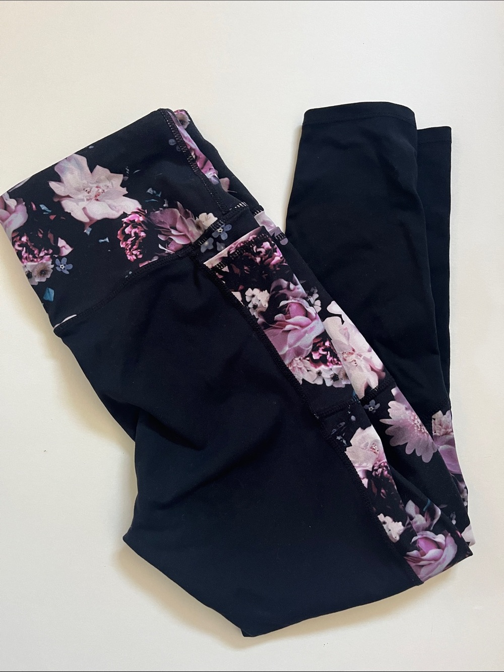 Purple Floral Cropped Leggings
